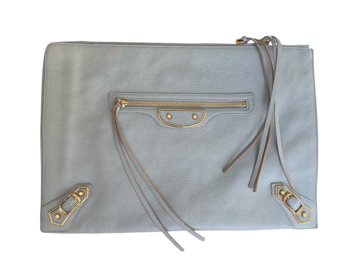 Balenciaga Metallic Edge Motocross Clutch